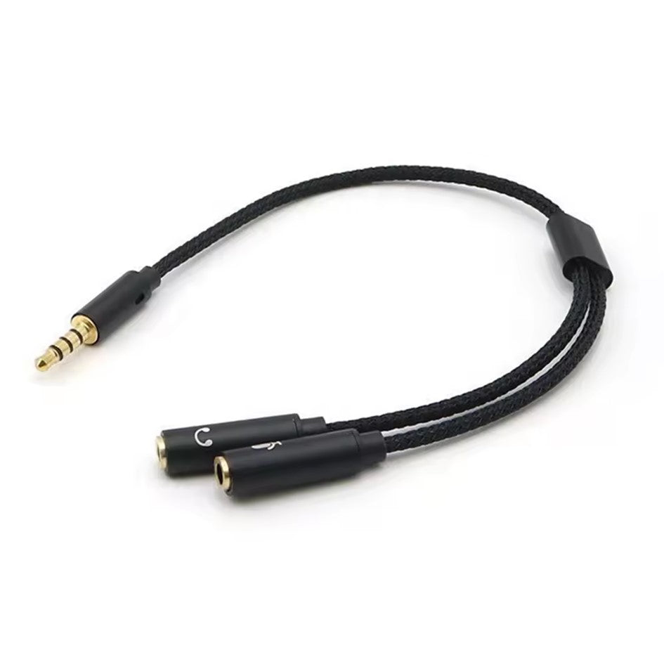 3.5MM Aux Audio Splitter Headphone Mic Splitter /1 Male to 2 female Jack (1 for Microphone and 1 For Headset) /
