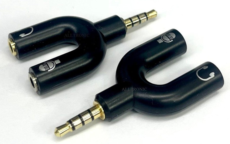 Headphone + Mic / Adaptor / Connector  3.5mm Male to 2x 3.5mm Female  / 3.5mm - 2x3.5mm M/F