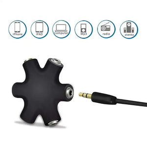 Audio Stereo 3.5mm 6way Multi Headphone Adapter 1 in 5 Out Stereo Hub