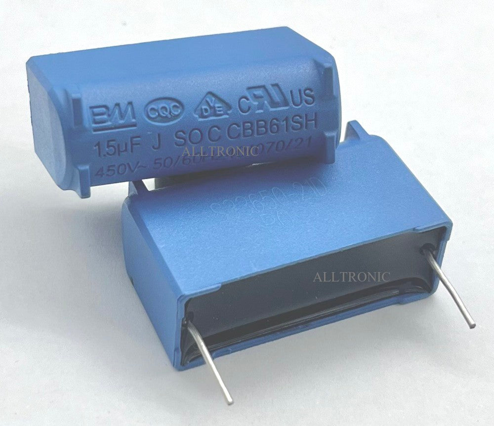 Air conditioner / Aircon / AC Capacitor CBB61 450VAC 1.5µF / 1.5uF - 2Pin PCB Mount