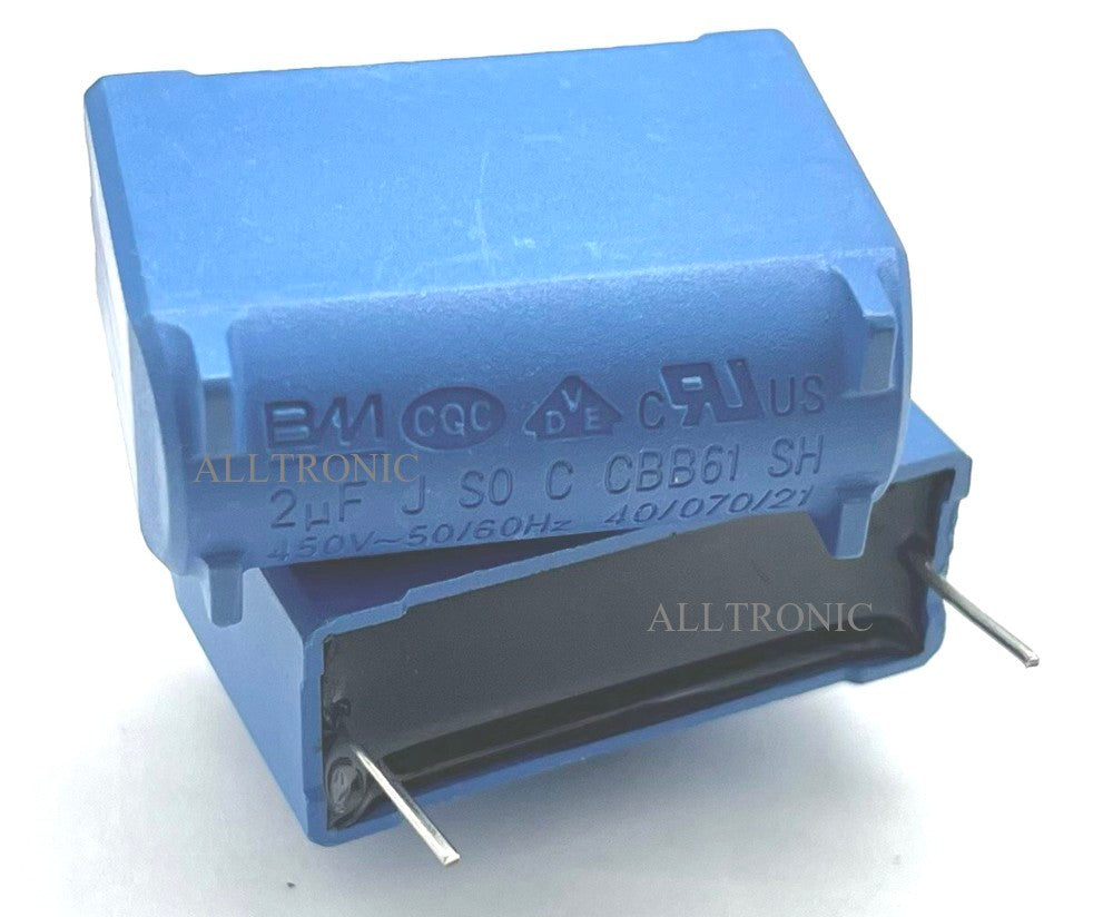Air conditioner / Aircon / AC Capacitor CBB61 450VAC 2µF / 2uF 450V - 2Pin PCB Mount