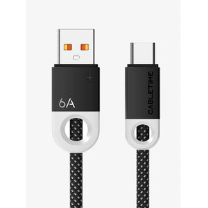 USB A to USB C Charging and Data Transfer Cable 6A 1 Meter Cabletime