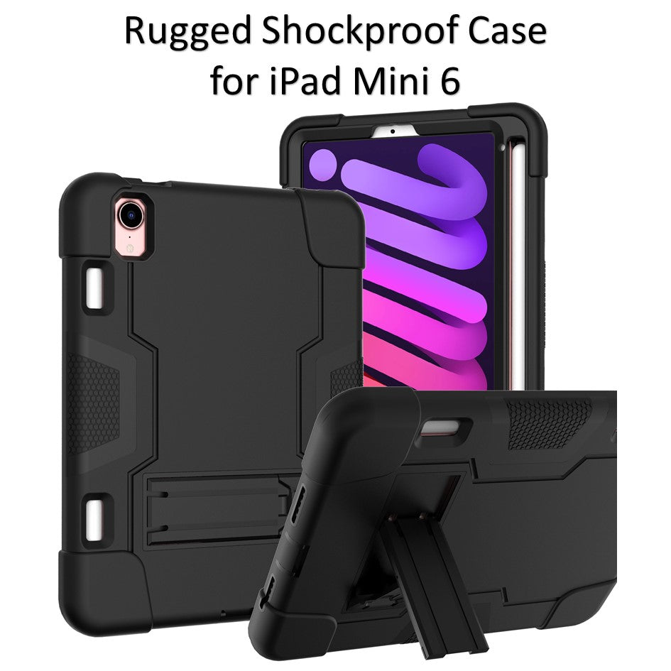 Rugged Shockproof 360 Protection Hybrid heavy Duty Case for Apple IPAD Mini 6 Black color
