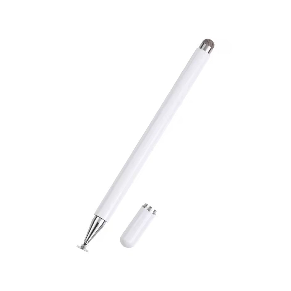 Universal Smart Tablet Phone Touch Pen Capacitive Stylus Disk Silicone 2-in-1 dual Purpose Stylus JB02 White for IOS and Android Device