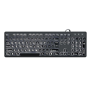 Large Letter Print Keyboard / Big Letter Keyboard Print MC-K315 USb Wired with White LED Backlit / USB Big Text Keyboard