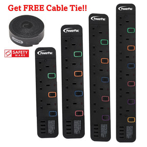 Powerpac 3W/4W/5W/6W Power  Extension Socket Extension with 4x USB Port Charger