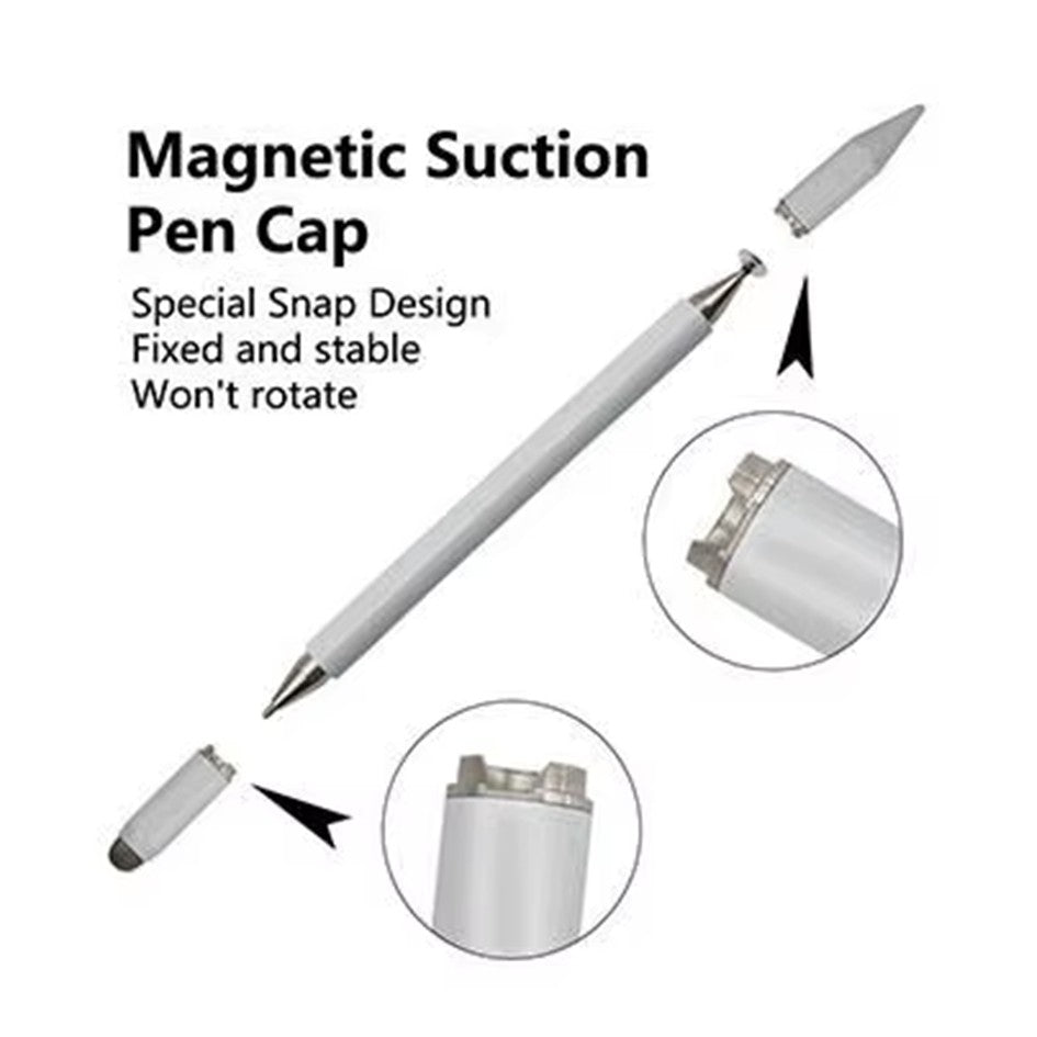Universal Smart Tablet Phone Touch Pen Capacitive Stylus Disk Silicone 3-in-1 Magnetic Stylus JB09 White for IOS and Android Device