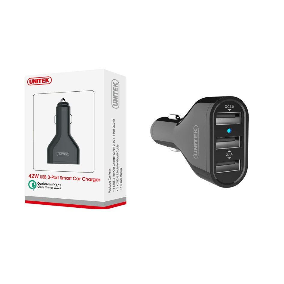 3Port USB Smart Car Charger 42W Unitek YP527 Clearance Price