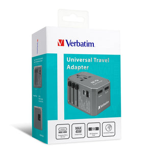 Verbatim Universal 45W Travel Adaptor with 4x USB-A + 1x Type C 8A Europe /UK/ USA /Australia #66433
