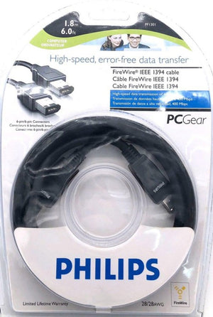 Firewire 400 Cable 6P-6P (6Pin to 6Pin) 1.8Meter Black Philip PF1301