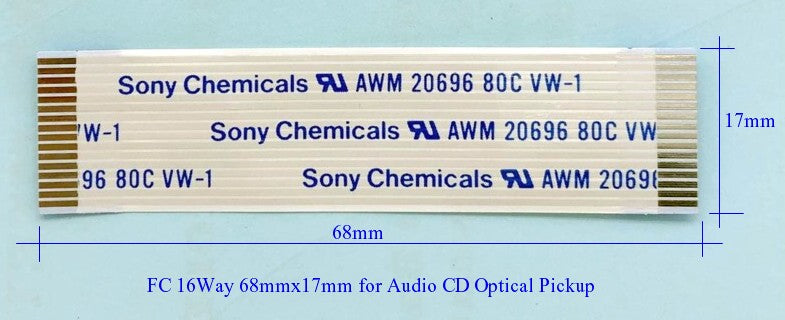 Flexible cable FC 16way 68mm x 17mm for Audio CD Optical w 16Pin Conn.