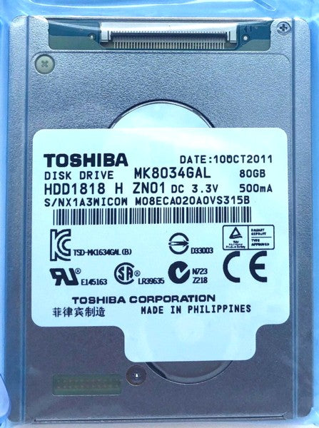 Camcorder HDD / Hardisk MK8034GAL-80GB Toshiba / Sony 184036621 - EOL
