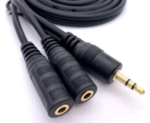 Aux Audio Cable 3.5mm Male to 2X Female (M/F) 1.5Meter
