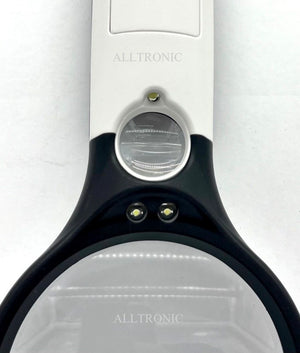 Hand-held Dual Magnifying Glass 4x Optical 60mm + 45x22mm with 3 LED's - 6902C
