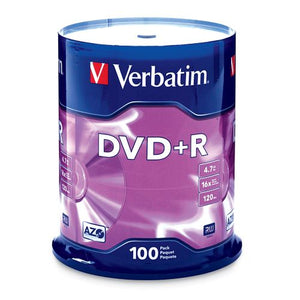 Verbatim DVD+R AZO 100pcs per cake box 4.7gb 16x 120min #95098