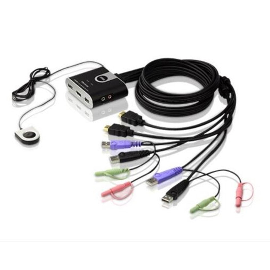 KVM Switch 2Port USB HDMI/Audio Cable with Remote Port Selector CS692 Aten