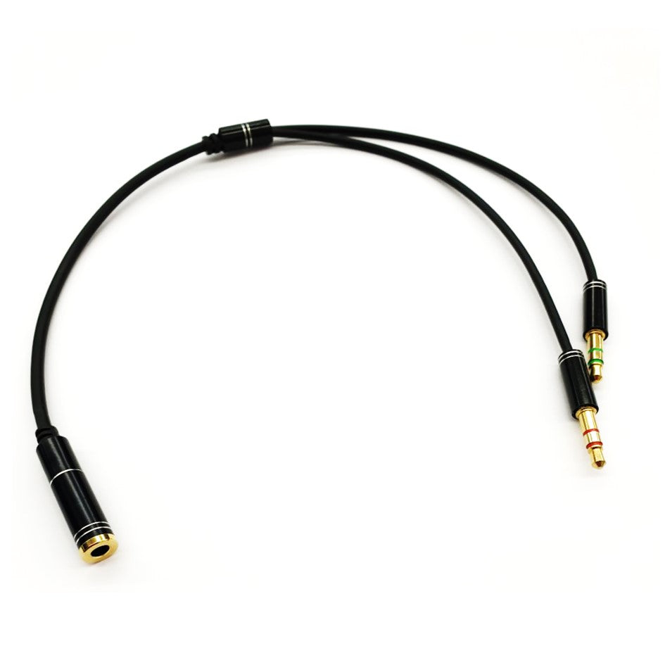 Audio Splitter 3.5mm Female to 2X 3.5mm Male (1 x Microphone +1 x Headset) 30cm