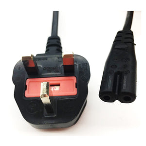 Power Cord  3Pin UK to C7 1Meter Figure 8  with Safety Approved Mark