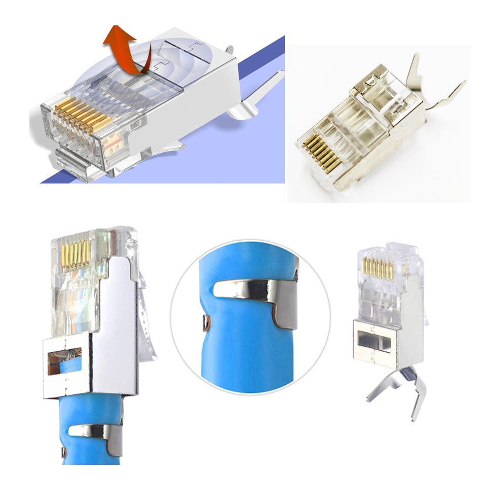 CAT7 Network RJ45 Connector 8P8C 10pcs , Non-Pass Through RJ45 Ethernet Ends / CAT 7 RJ45 Head Connector /