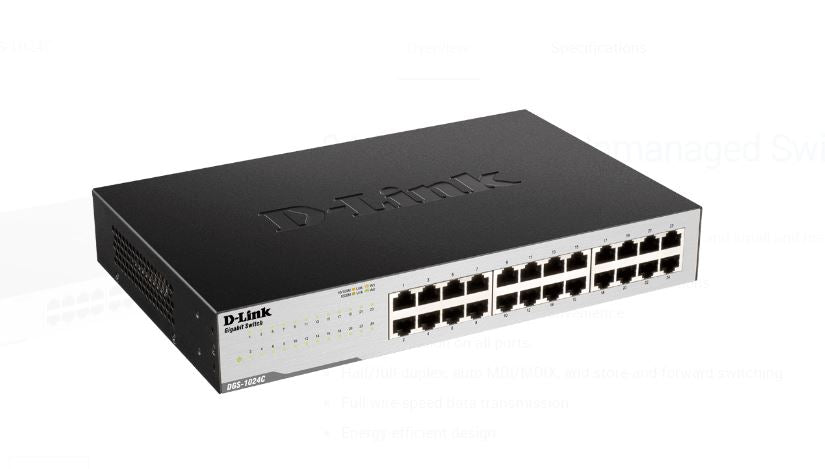 D-link DGS-1024C 24-Port Gigabit Unmanaged Desktop /Rackmount Switch In Metal Casing