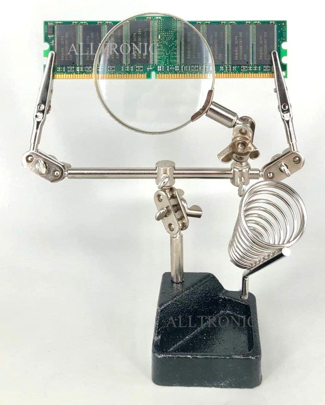 Mini Soldering Stand with Magnifying Glass – JM506 | 3rd Hand Tool for Precision Work