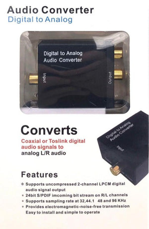 Audio Optical to Analog Converter - Optical to 2RCA Converter / Digital to Analog
