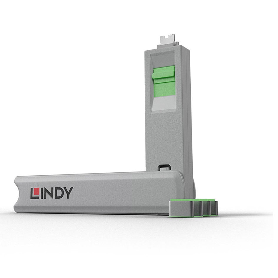 Lindy USB Type C Blocker - Pack of 4 + Key Green 40426