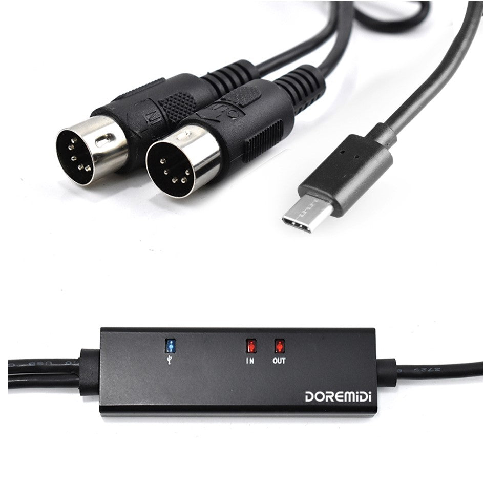 USB TypeC to MIDI / Type C to MIDI Cable Doremidi MTU-11 (support Win, Mac, ios, Android)