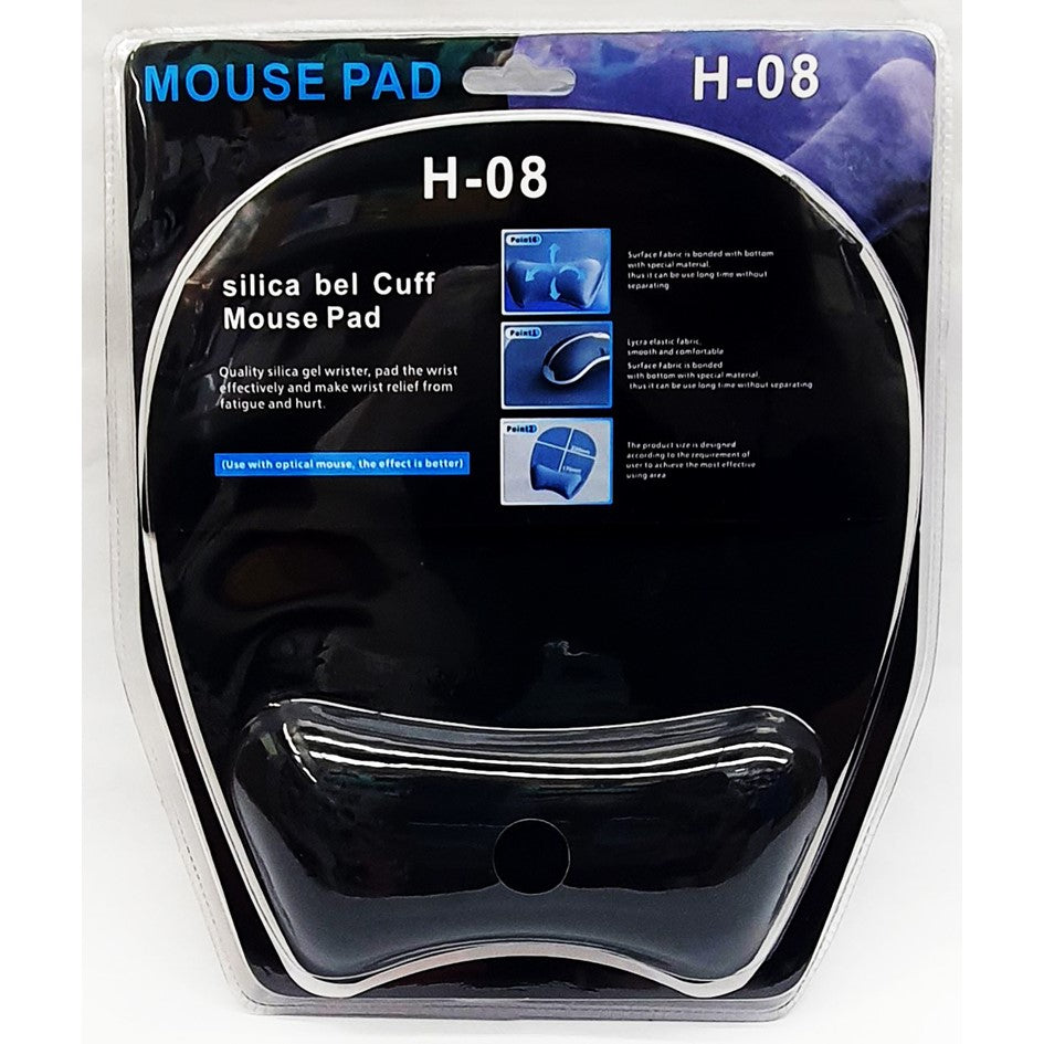 Antislip Ergonomic Mousepad with Wristrest H08 / H-08 Black / Blue / Red / Size - Large