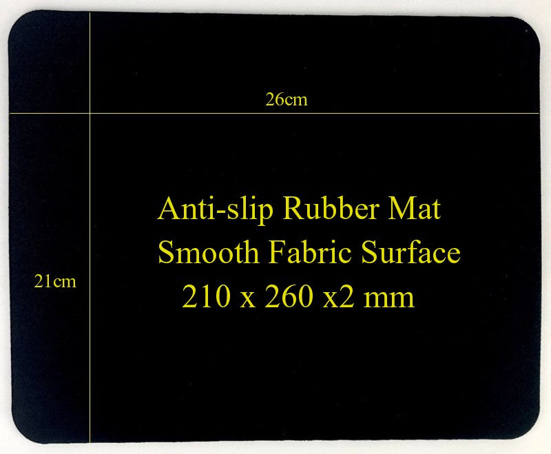 Anti slip Mousepad / Mouse Pad 210 x 260 x 2mm Smooth Fabric Surface - Black