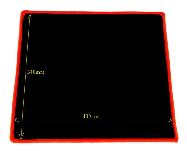 Anti Slip Mousepad 340 X 430 x 3mm (Matt Face) Black with Red Trim
