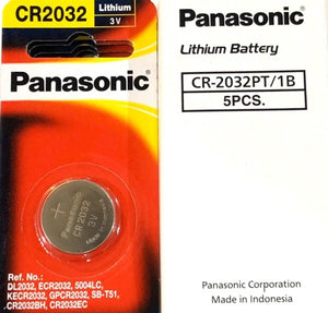Panasonic Lithium 3V CR2032 Battery 5pc Pak