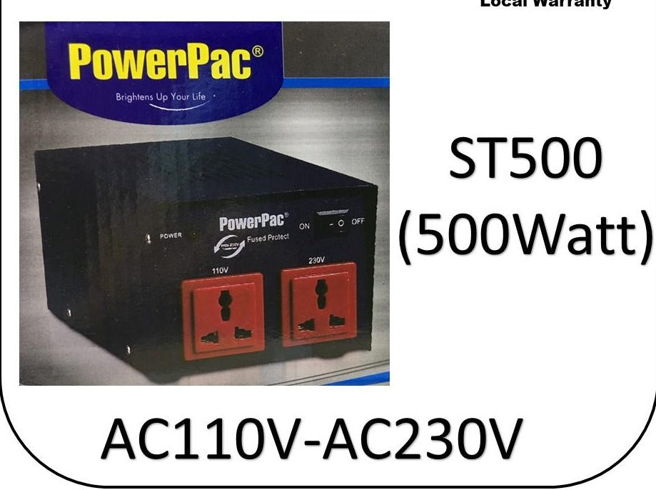 Powerpac 500W Heavy Duty Step Up & Down Voltage Converter Transformer 110V / 220V Voltage Regulator (ST500)