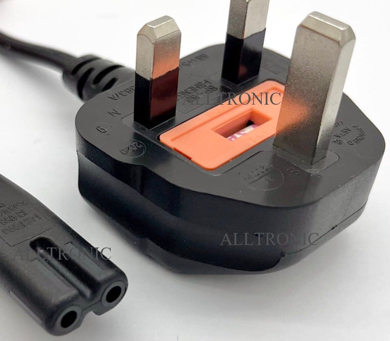 Power Cord 3Pin UK to C7 1.5Meter Figure 8 with Safety Approved Mark
