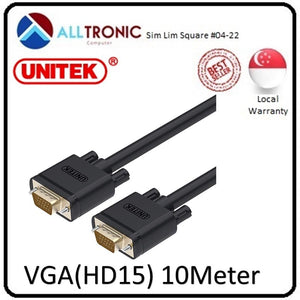 High Quality VGA to VGA Cable 10Meter - Male/Male (Filter Coiled) Unitek YC506G