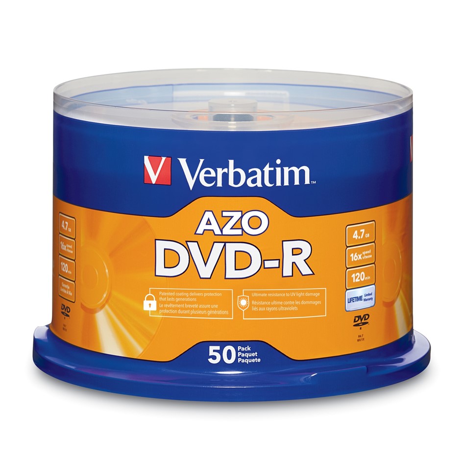 Verbatim DVD-R AZO 50pcs per cake box 4.7GB 16x 120min # 95101