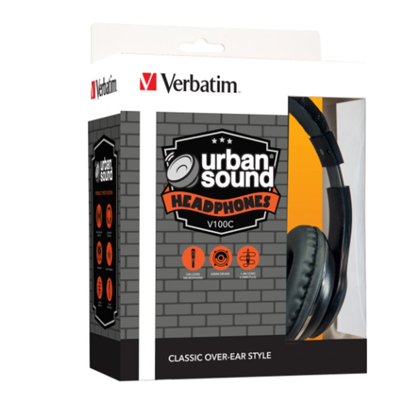 Verbatim Urban Sound Headphone V100c Stereo Headphone Classic Black P