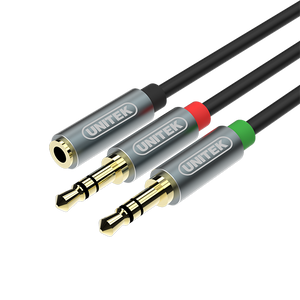 Premium Aux 3.5mm Audio Cable Female to 2x Male 0.2Meter Y-C957ABK Unitek