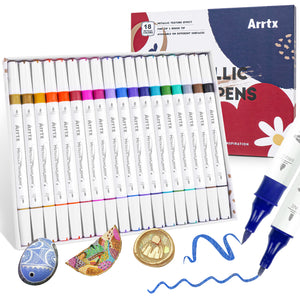 Arrtx Acrylic Marker Set of 18 (Metallic Colors)