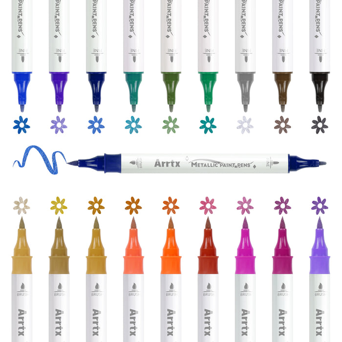 Arrtx Acrylic Marker Set of 18 (Metallic Colors)