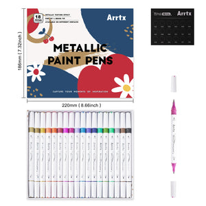Arrtx Acrylic Marker Set of 18 (Metallic Colors)