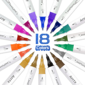Arrtx Acrylic Marker Set of 18 (Metallic Colors)