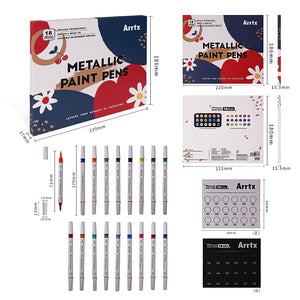 Arrtx Acrylic Marker Set of 18 (Metallic Colors)