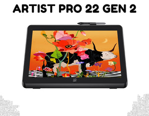 XP-Pen Artist Pro 22 (Gen 2) - 2.5K Display Drawing Tablet | 16K Pressure Levels, Battery-Free Stylus, Full Laminated Screen
