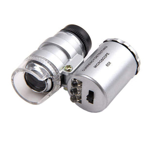60X LED Magnifying Glass Microscope with UV Light – Currency Detector & Portable Mini Loupe 9882A