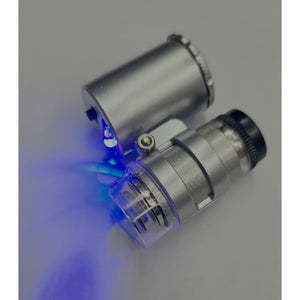 60X LED Magnifying Glass Microscope with UV Light – Currency Detector & Portable Mini Loupe 9882A