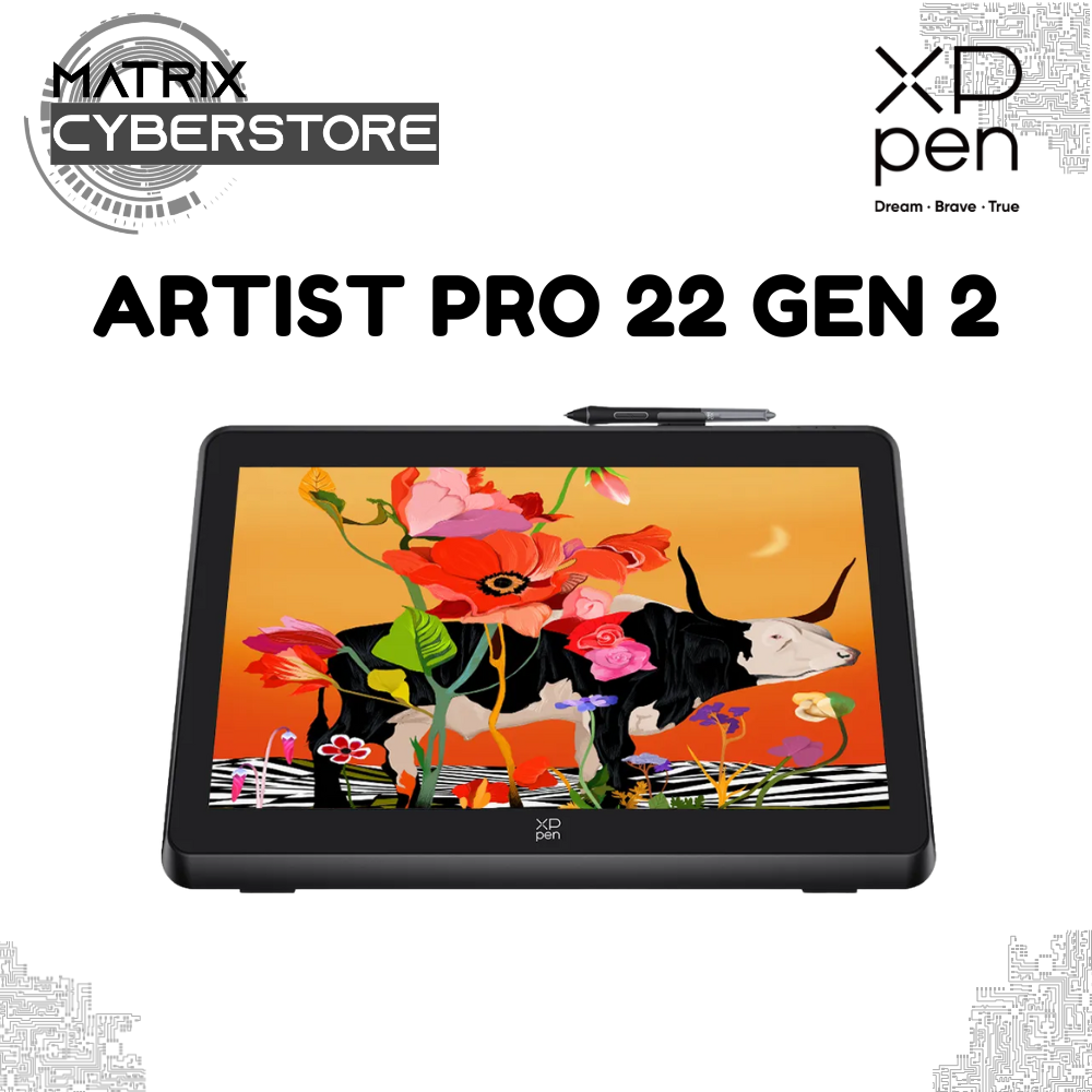 XP-Pen Artist Pro 22 (Gen 2) - 2.5K Display Drawing Tablet | 16K Pressure Levels, Battery-Free Stylus, Full Laminated Screen