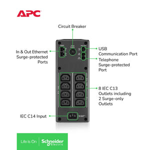 APC BR1300MI Back-UPS Pro, 1300VA/780W, Tower, 230V, 8x IEC C13 outlets, AVR, LCD, User Replaceable Battery 2Yrs Warranty
