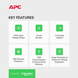 APC BX750MI-MS Back-UPS 750VA, 410Watts 230V, AVR, 2 universal & 1 IEC outlets / 2Yrs Warranty