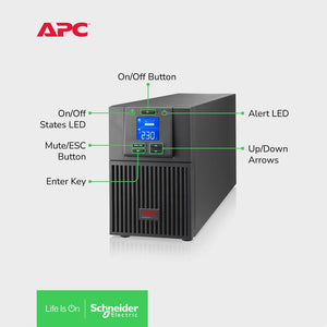 APC SRV1KI-E Easy UPS On-Line SRV 1000VA 900W 230V Tower, 3x IEC C13 outlets, Intelligent Card Slot, LCD